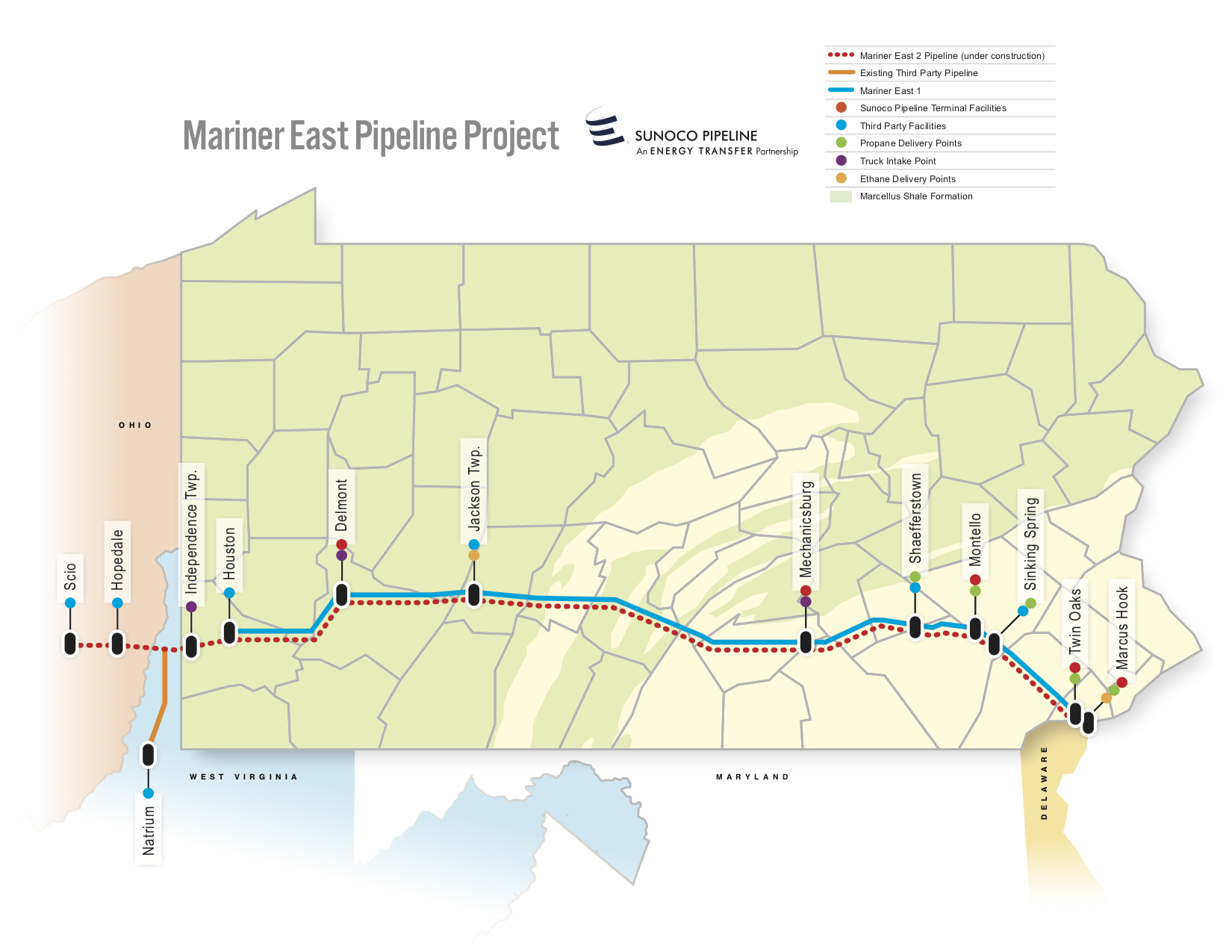 Mariner East pipeline project routes across Pennsylvania