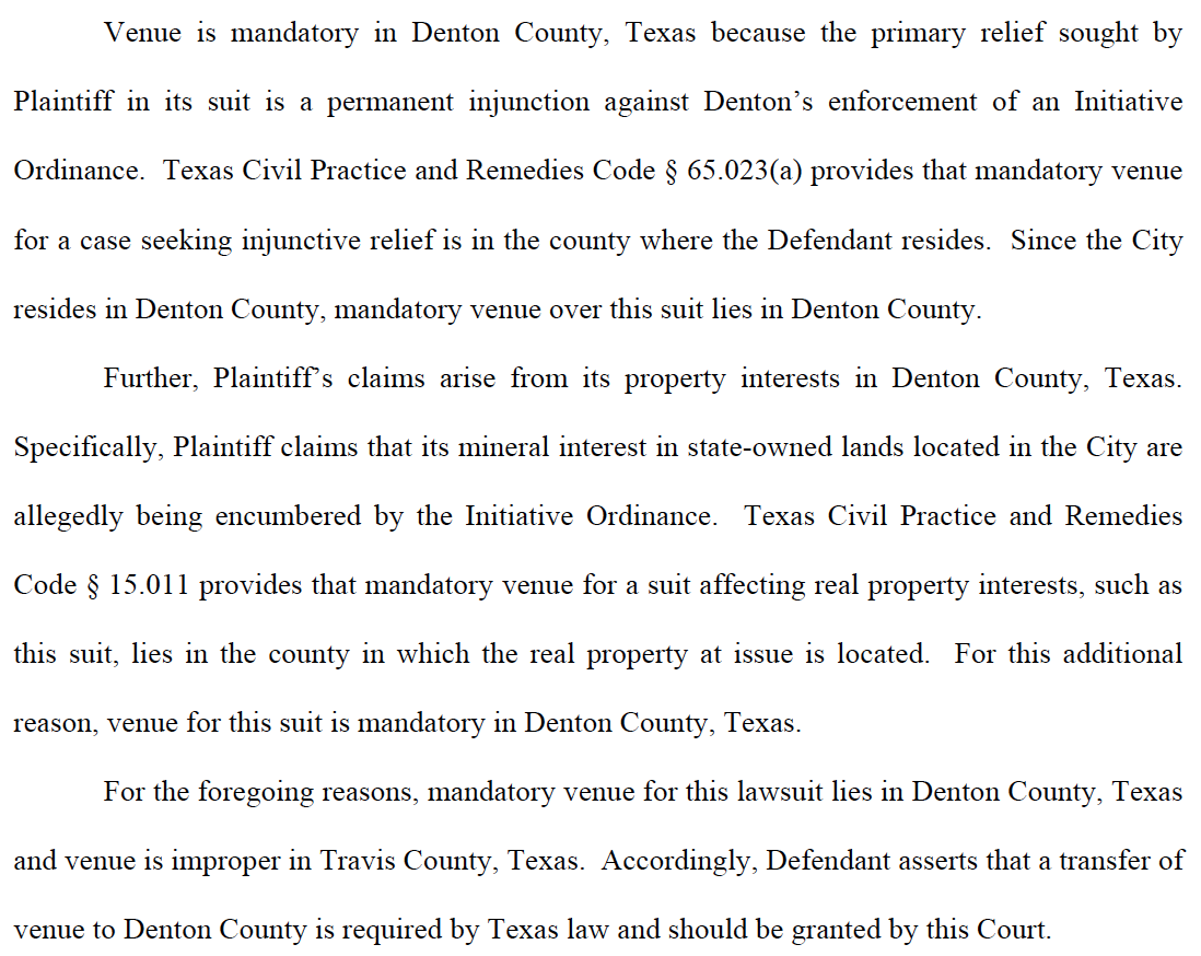 Denton Response to Texas General Land Office Lawsuit