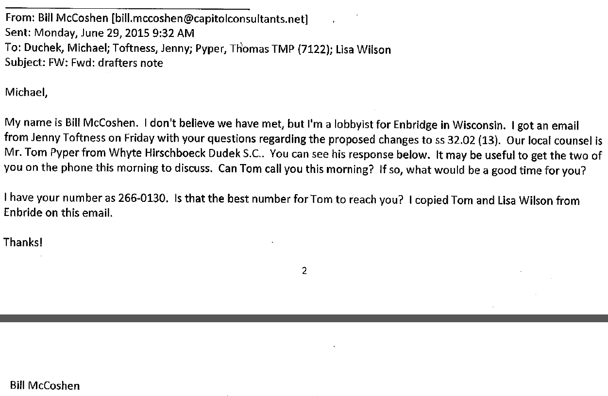 Enbridge Wisconsin Budget Emails