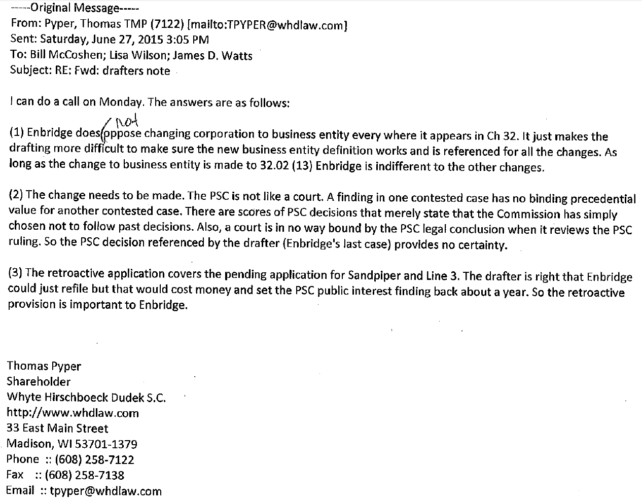 Enbridge Wisconsin Budget Emails