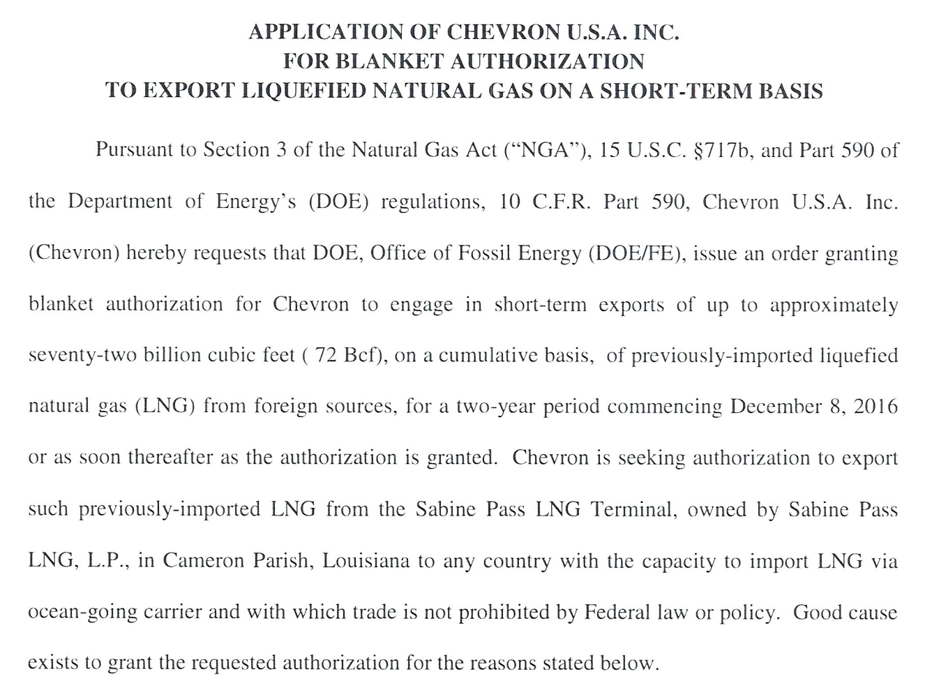 Chevron LNG Exports