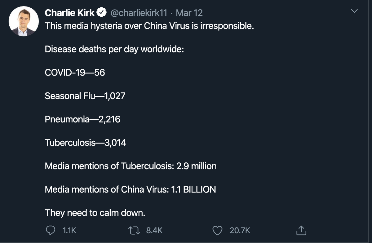 This media hysteria over China Virus is irresponsible