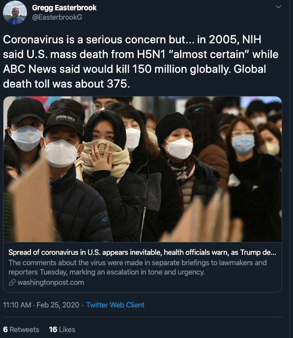 Coronavirus is a serious concern but...