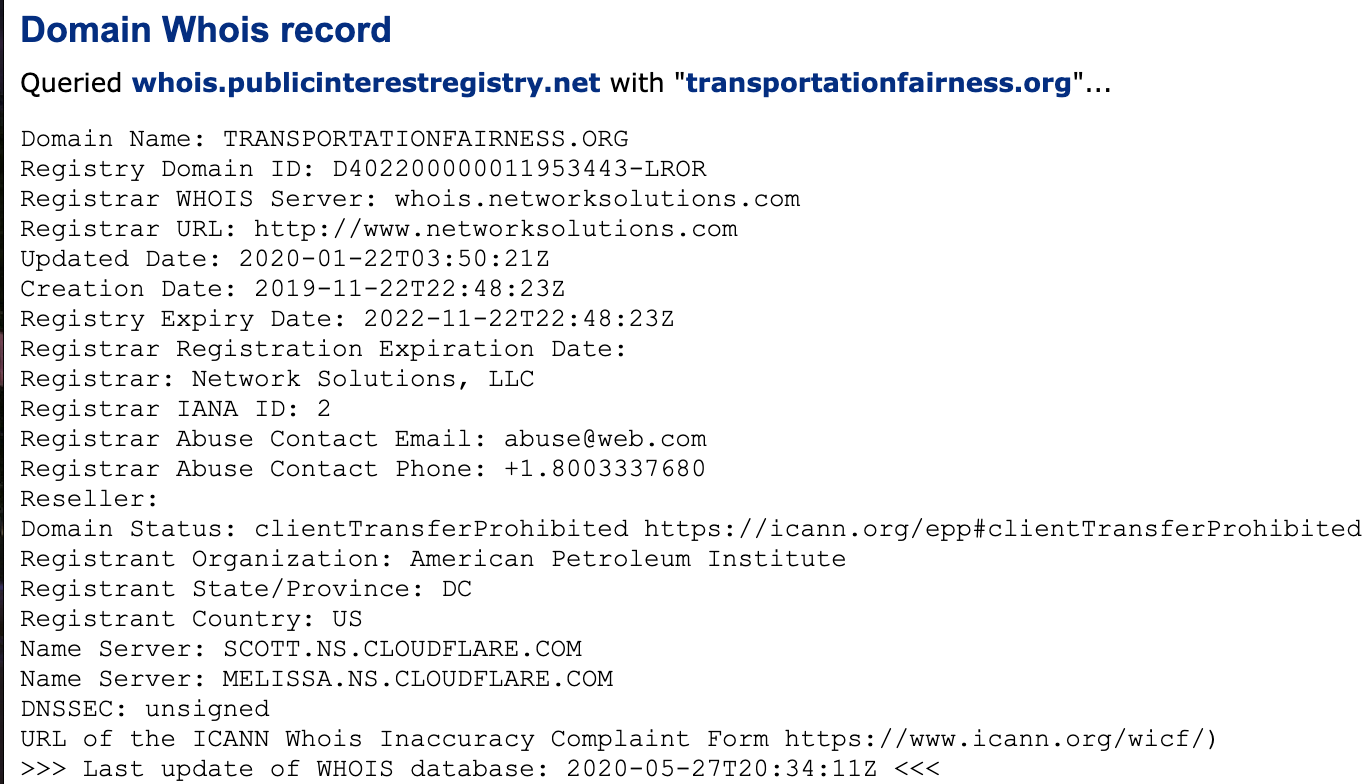 Transportation Fairness Alliance WHOIS