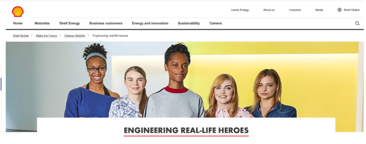 Shell website featuring women and people of color