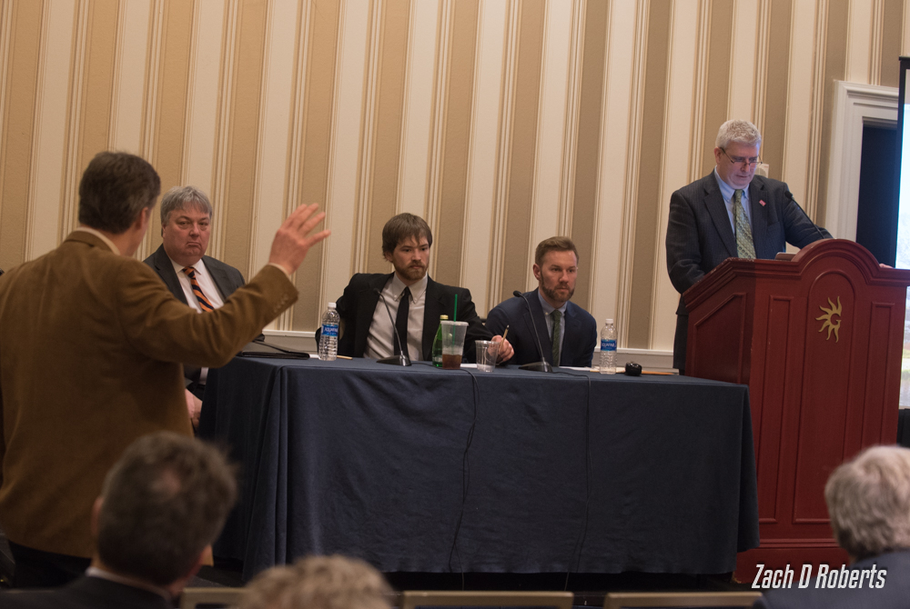 Heartland Institute's panel at CPAC, featuring David Legates of the University of Delaware, Nick Loris of the Heritage Foundation, and Isaac Orr and Jim Lakely of the Heartland Institute