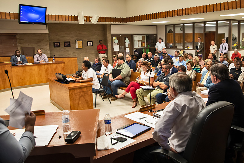 Sharon Lavigne at an appeal hearing of a permit granted for Wanhua at the St James Parish Council Meeting on July 24, 2019. Wanhua planned to build a $1.25 billion chemical complex in St. James Parish. 