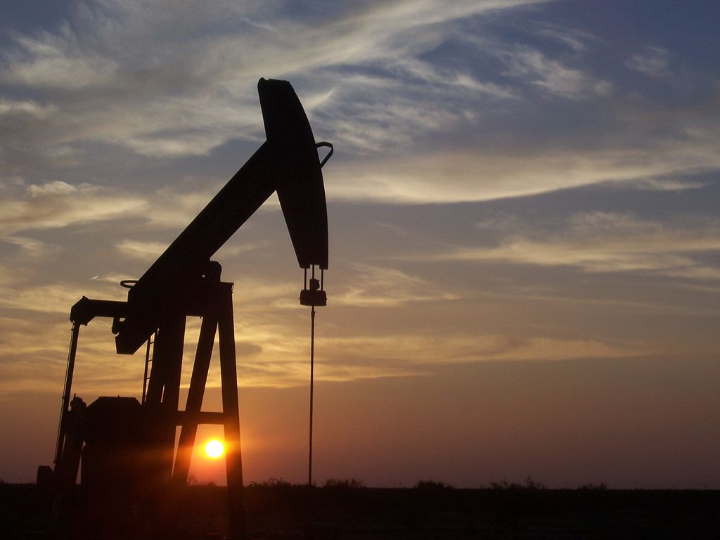 Pumpjack in West Texas at twilight