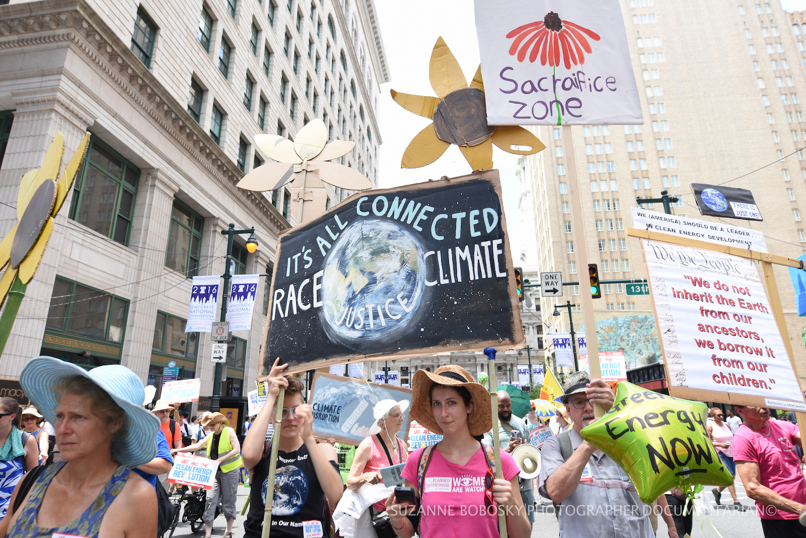 People marching at an anti-fracking protest in Philadelphia