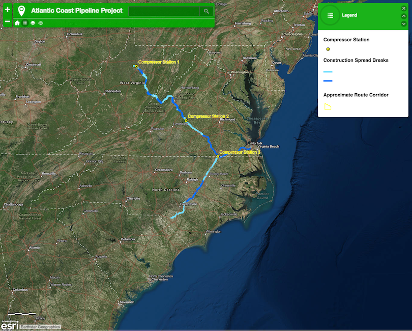 Construction map for Atlantic Coast pipeline