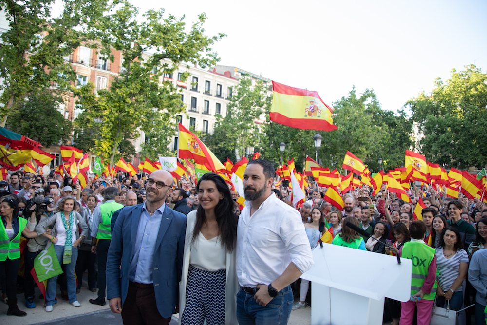 Jorge Buxadé, Rocío Monasterio, and Santiago Abascal of Vox