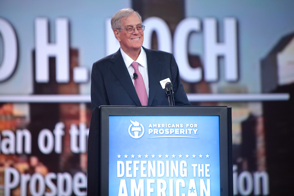 David Koch at an Americans for Prosperity event in 2015
