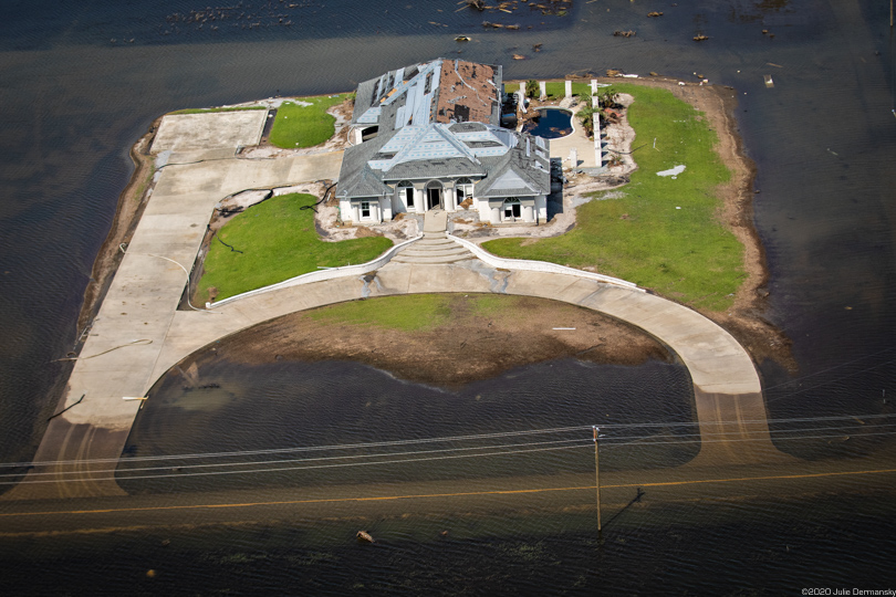 Home in Creole, Louisiana, after Hurricane Delta and Hurricane Laura hit the area.