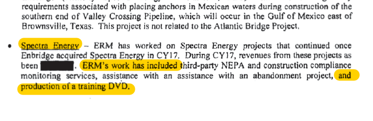 ERM's financial disclosure shows continued work done for Spectra Energy