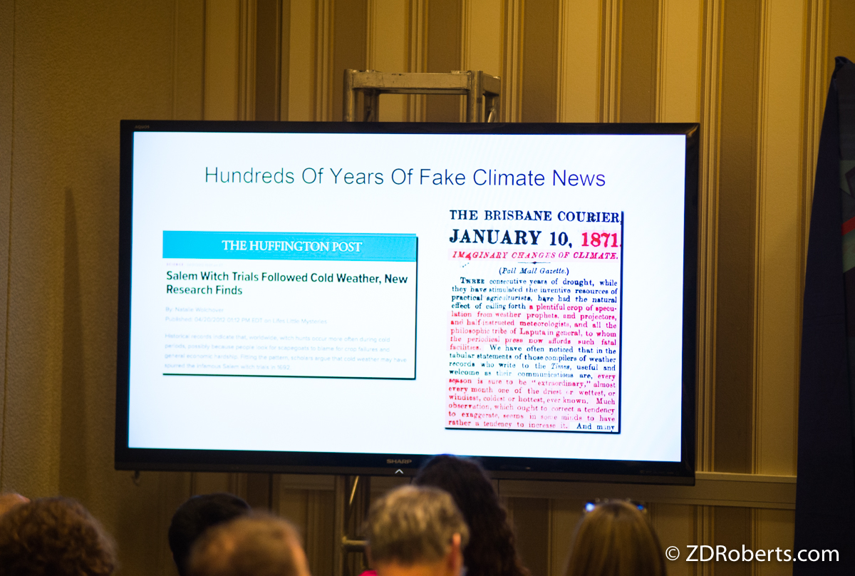 Heller's presentation on "Hundreds of years of fake climate news"