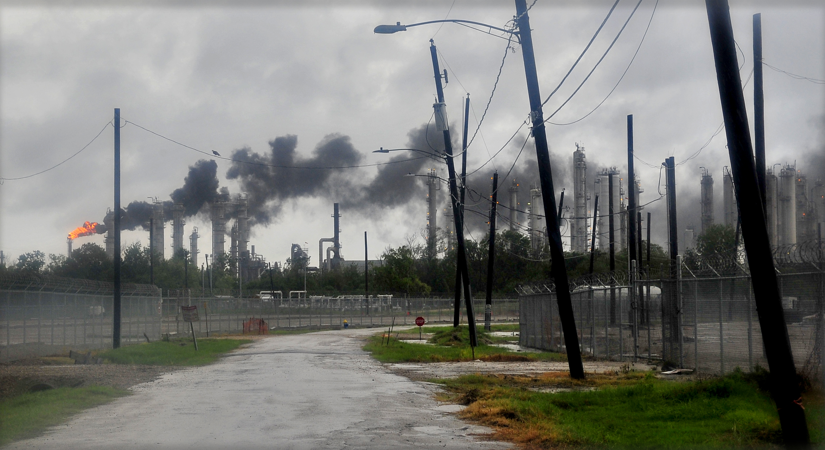 A flare from a TCP Group Texas petrochemical plant in East Houston