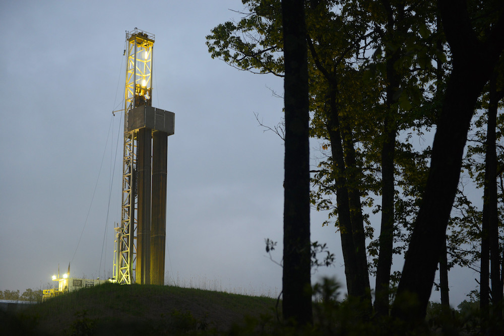 Active oil and gas rig in Tiadaghton State Forest in Pennsylvania