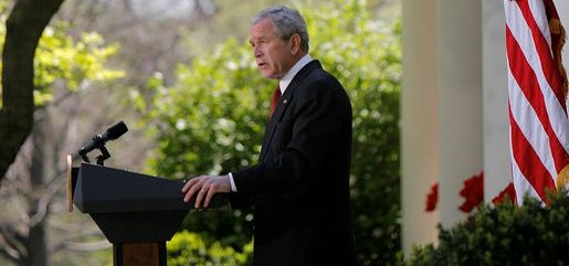 George W. Bush speaking about climate change in 2008.