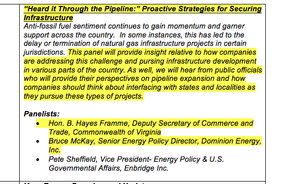 American Gas Association panel 'Heard it Through the Pipeline' listing Hayes Framme and Bruce McKay as presenters