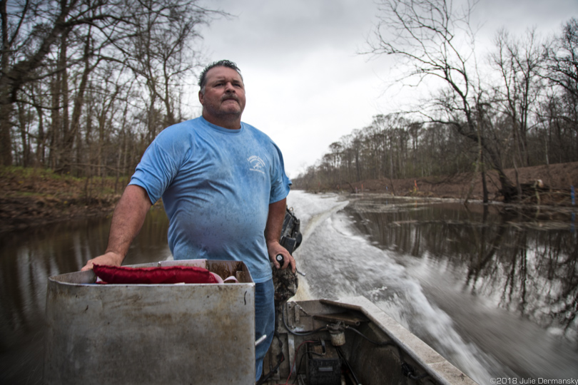 Jody Meche of the Louisiana Crawfish Producers Association-West in the Atchafalaya Basin