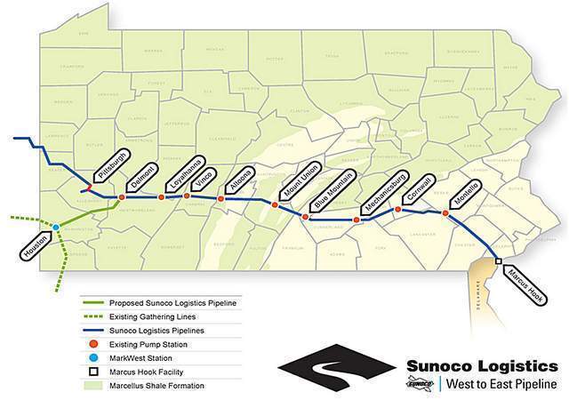 Sunoco's Mariner East II pipeline crossing Pennsylvania.