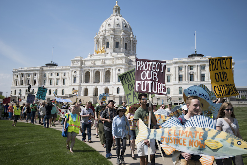 Protest march against Line 3 pipeline in front of Minnesota capitol