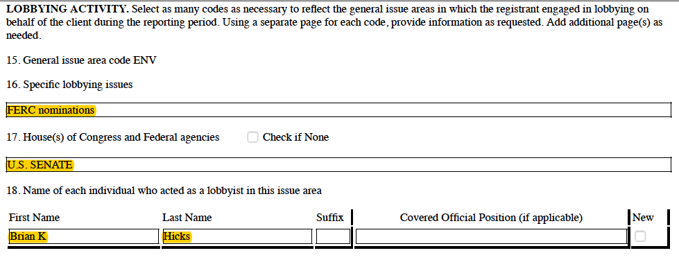 Lobbying form