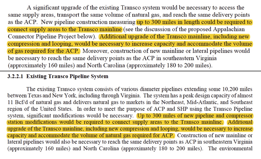 Top, Natural Resource Group's Resource Report and bottom, FERC and Merjent's DEIS with identical text highlighted.