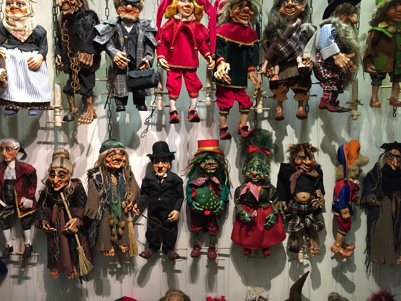 Wall of puppets