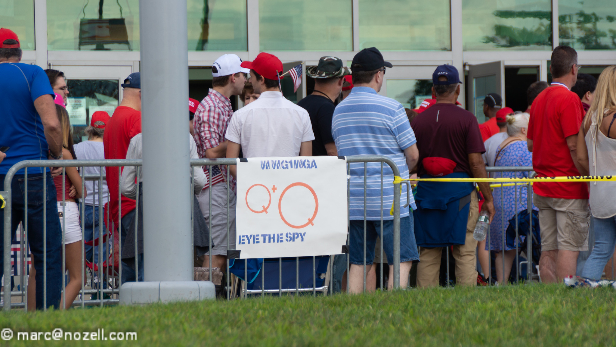 QAnon sign at a Trump rally in Manchester, New Hampshire in 2019