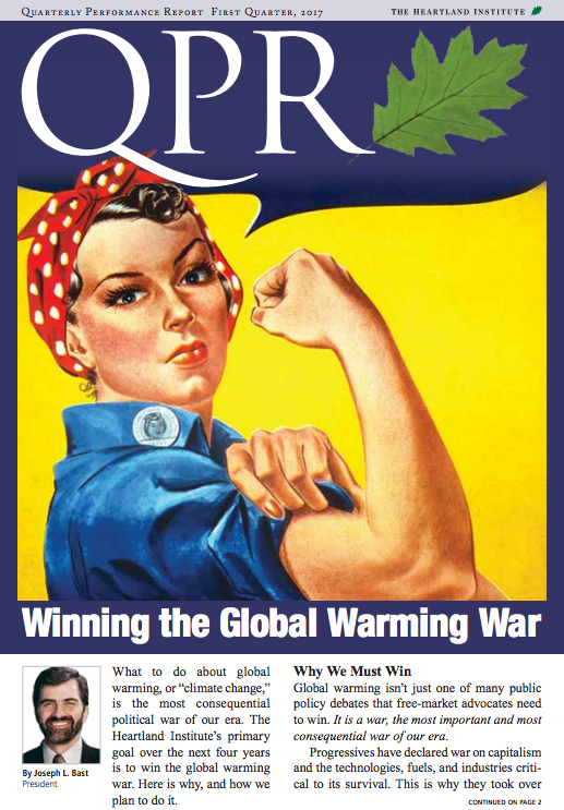 Rose the Riveter on the cover of the Heartland Institute's quarterly report