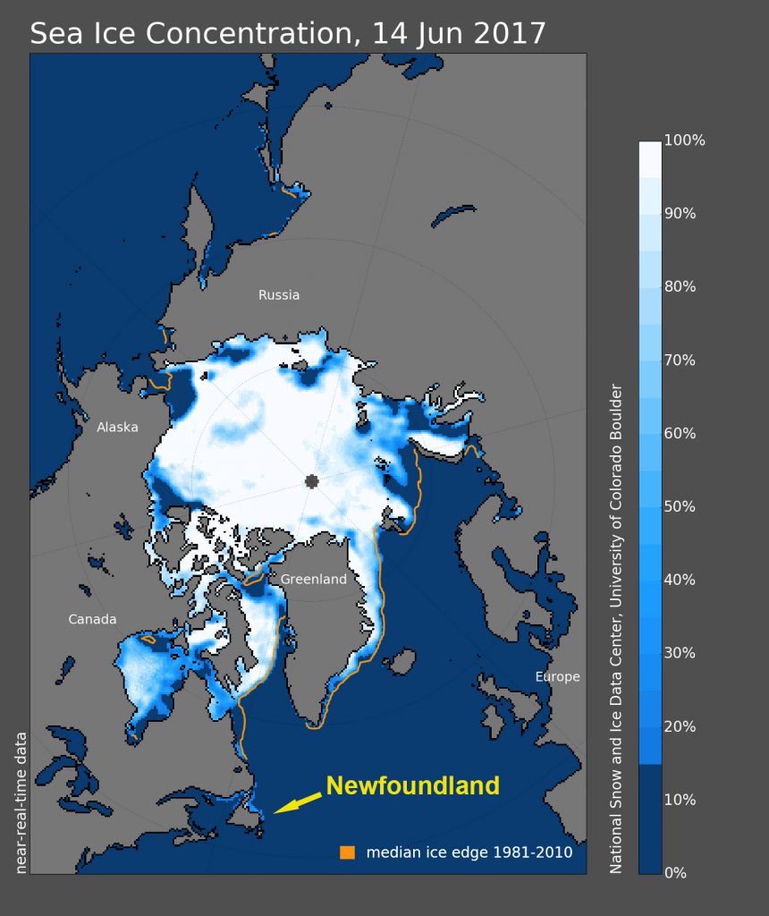 Arctic sea ice concentration June 14 2017