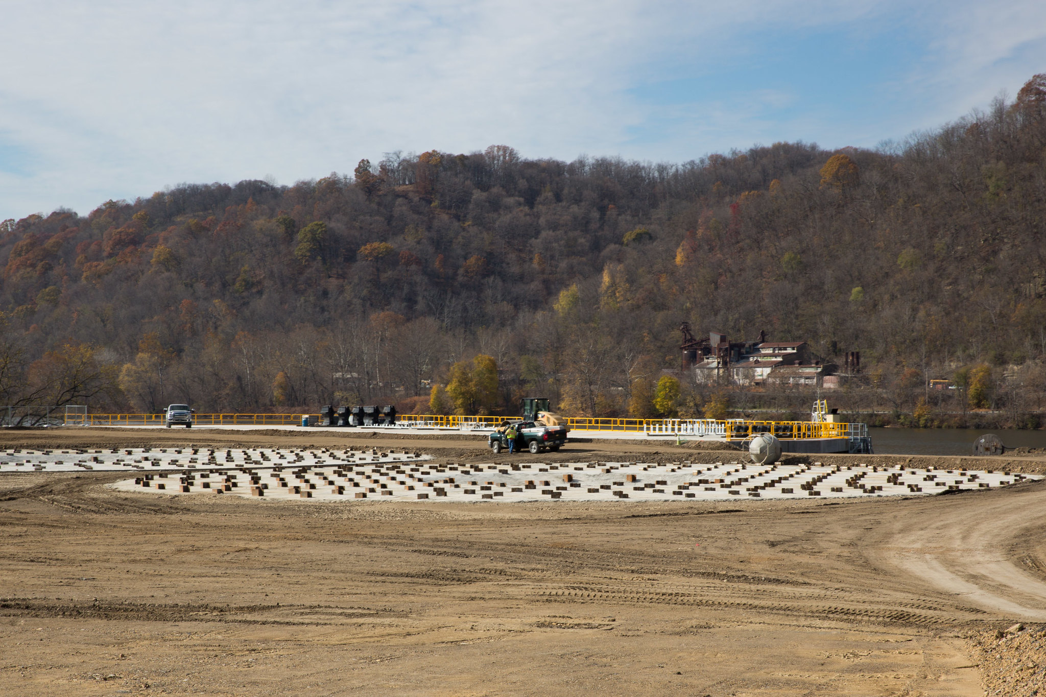 Shell plastics plant construction site in hills of Pennsylvania in 2016.