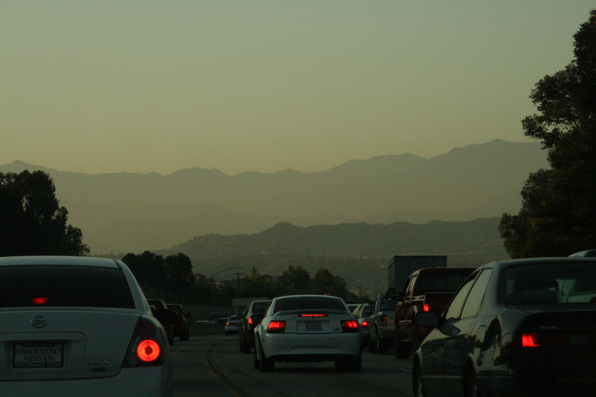 smog and car tail lights