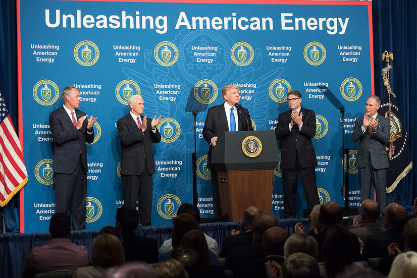 Donald Trump with Ryan Zinke, Mike Pence, Rick Perry, and Scott Pruitt