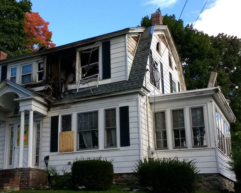 The damage done to a home in North Andover, Massachusetts due to a gas explosion on September 13, 2018. 