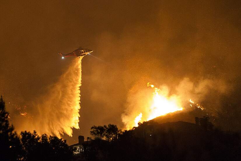 Helicopter fighting La Tuna Fire in California in September 2017