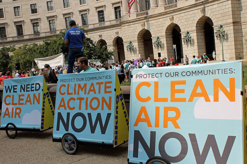 Protest rally for clean air protections and climate action outside the EPA's DC headquarters