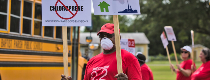 A community in Louisiana's Cancer Alley tries to raise awareness of the health impacts of a synthetic rubber plant, which uses petroleum feedstock.