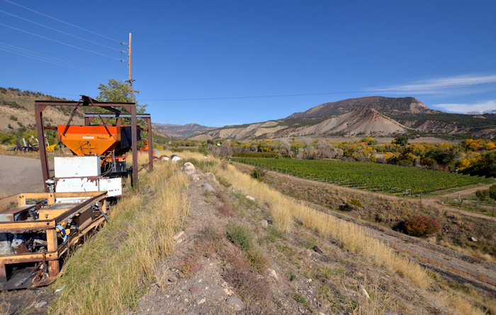 An organic farm borders unreclaimed mine land near Paonia, Colorado.