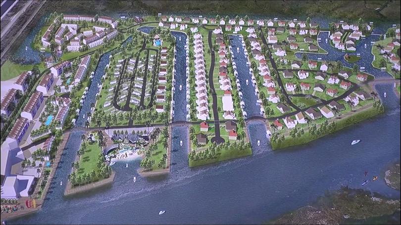 Developers' mock-up of the proposed housing development and resort at Port Manchac