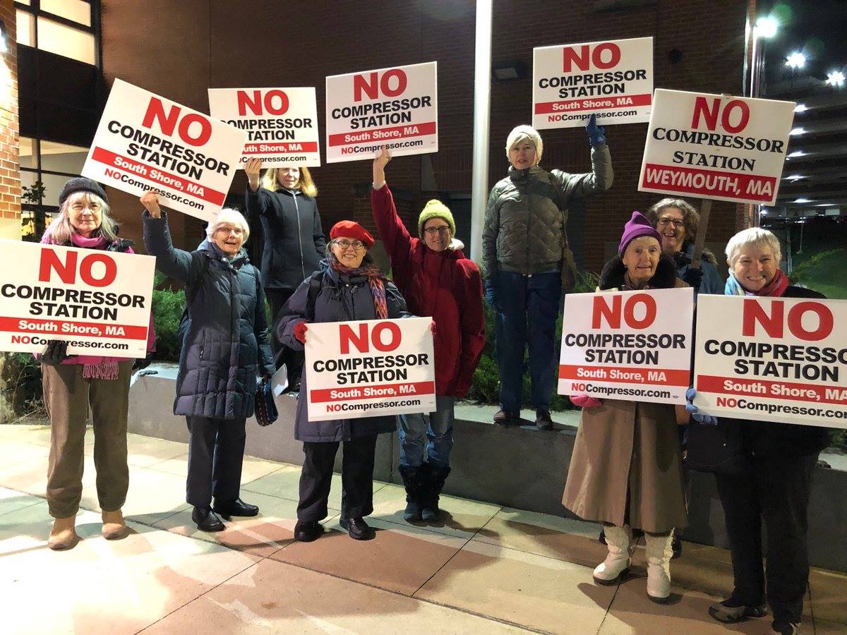 Women with the group Mothers Out Front protest the Weymouth compressor station